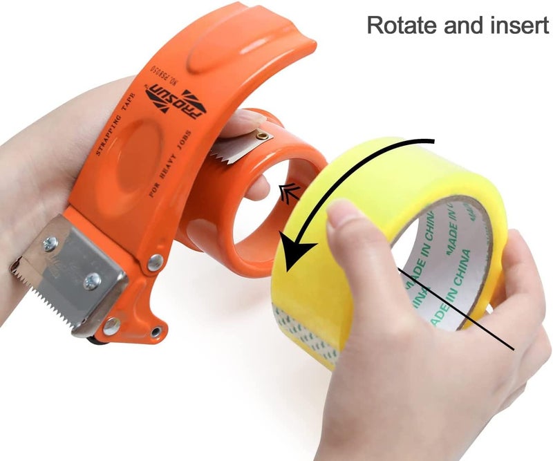 IDHM PROSUN 2 Pack Metal Packing Tape Dispenser Gun: 2-inch Wide Tape dispensers/3-Inch Inner Paper Core(2" Orange+2" White) - Image 5